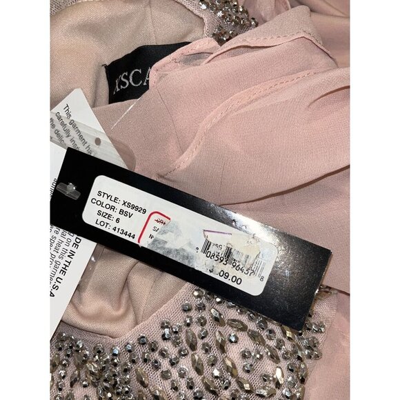NWT XSCAPE Blush Pink Beaded Neckline Maxi Dress Women's Size 6 - Picture 10 of 11